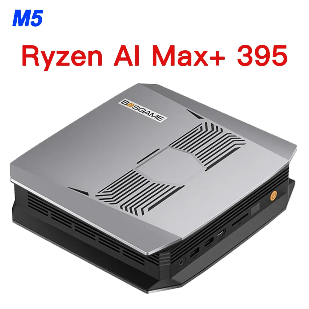 Bosgame M5 AMD Ryzen AI Max+ 395 AI Mini PC LPDDR5X 128GB 8000MHz 2*M.2 2280 SSD 2.5GbE WiFi7 BT5.2 USB4 Mini Gaming Computer
