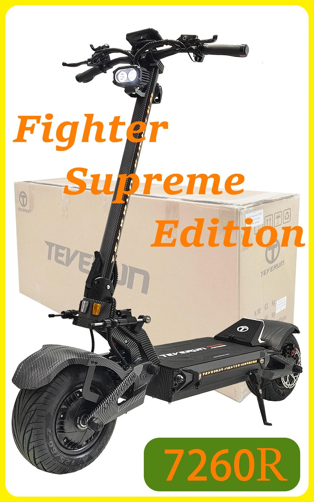 TEVERUN Fighter Supreme+ 7260R V4 2500W*2 Dual Motor 72V 60Ah Battery 4inch Display 4Pistons Brake 13inch Tire Scooter