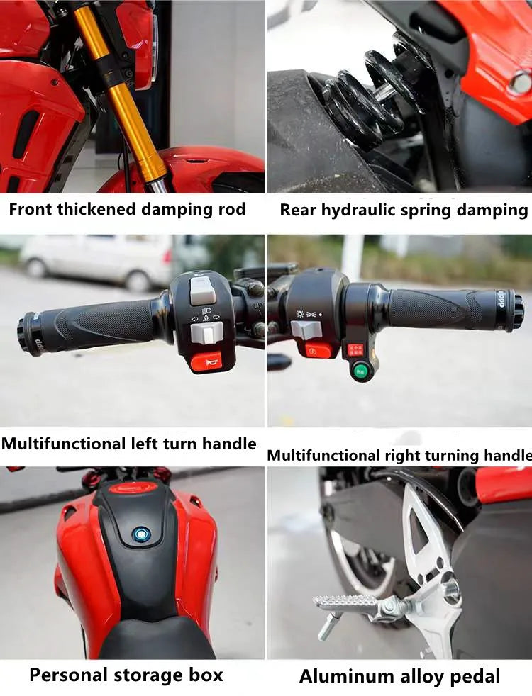 New Arrival High Quality 17 Inch V8 Racing Electric Motorcycle 2000W 3000W Hub Motor Colorful Two-Wheel Scooter for Adults