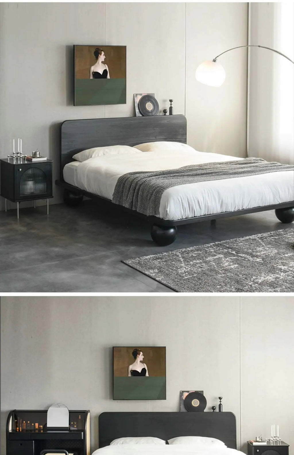 European Headboard Bed Frame Double Wood Elegant Nightstands Twin Bed Frame Queen Size Full Cama Moderno Lujo Home Furniture