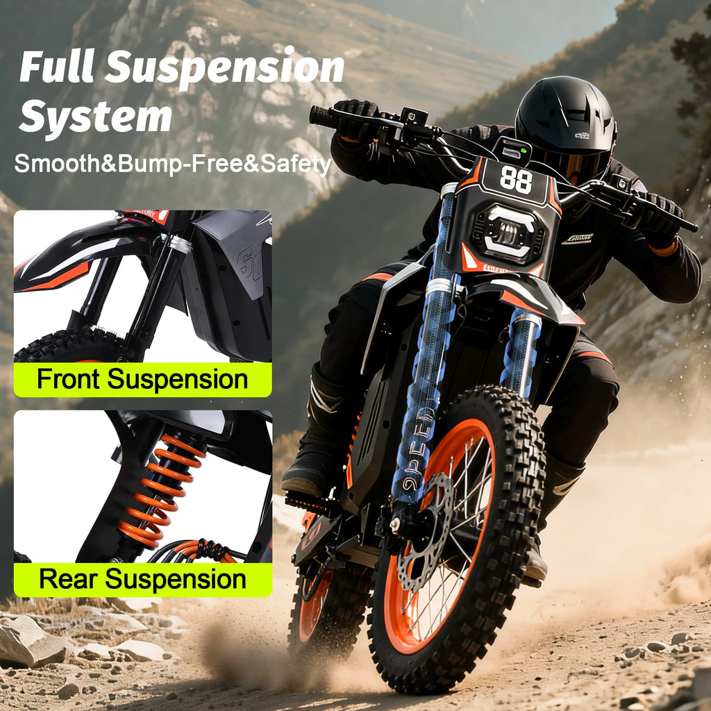 FREEBOY 3000W Electric Dirt Bike for Teens&Adults, 34mph, 48V 30Ah Battery, Off Road Electric Motorcycle with 14''/12'' Tires