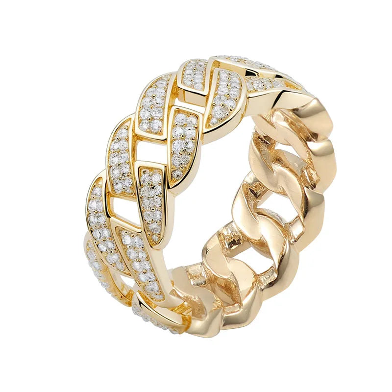 Provence 10K/14K/18K solid gold cuban link rings for men women DEF/VVS lab diamond rings custom hiphop jewelry rapper party gift