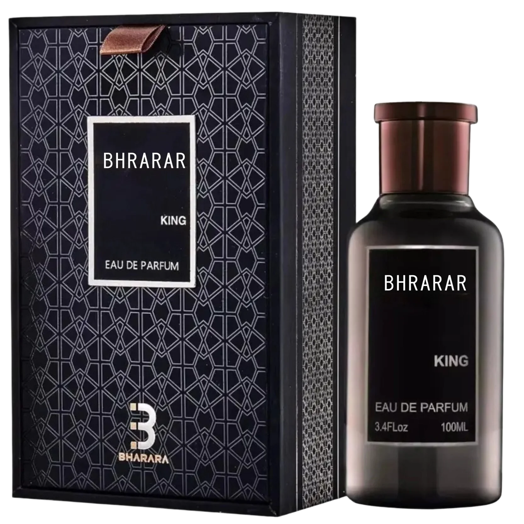 Bharara King Men's Eau de Parfum 3.4oz (100ml) - Refreshing Citrus & Musk Scent Long-Lasting Formaldehyde-Free Fragrance, Daily
