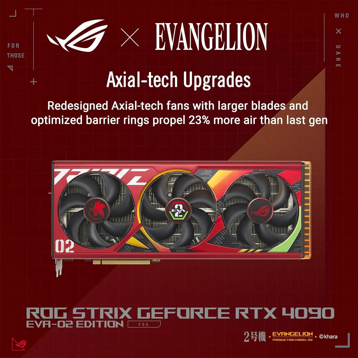 ASUS ROG Strix RTX 4090 OC EVA-02 Edition Gaming GPU 24GB GDDR6X PCIe 4.0 HDMI 2.1a DisplayPort 1.4a 3.5-Slot Design