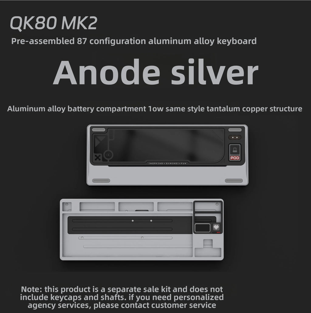 QK80 V2 Mk2 3Mode Mechanical Keyboard Kit with Screen Aluminium Material Case Wireless Wired DIY Customized Keyboard Game Office