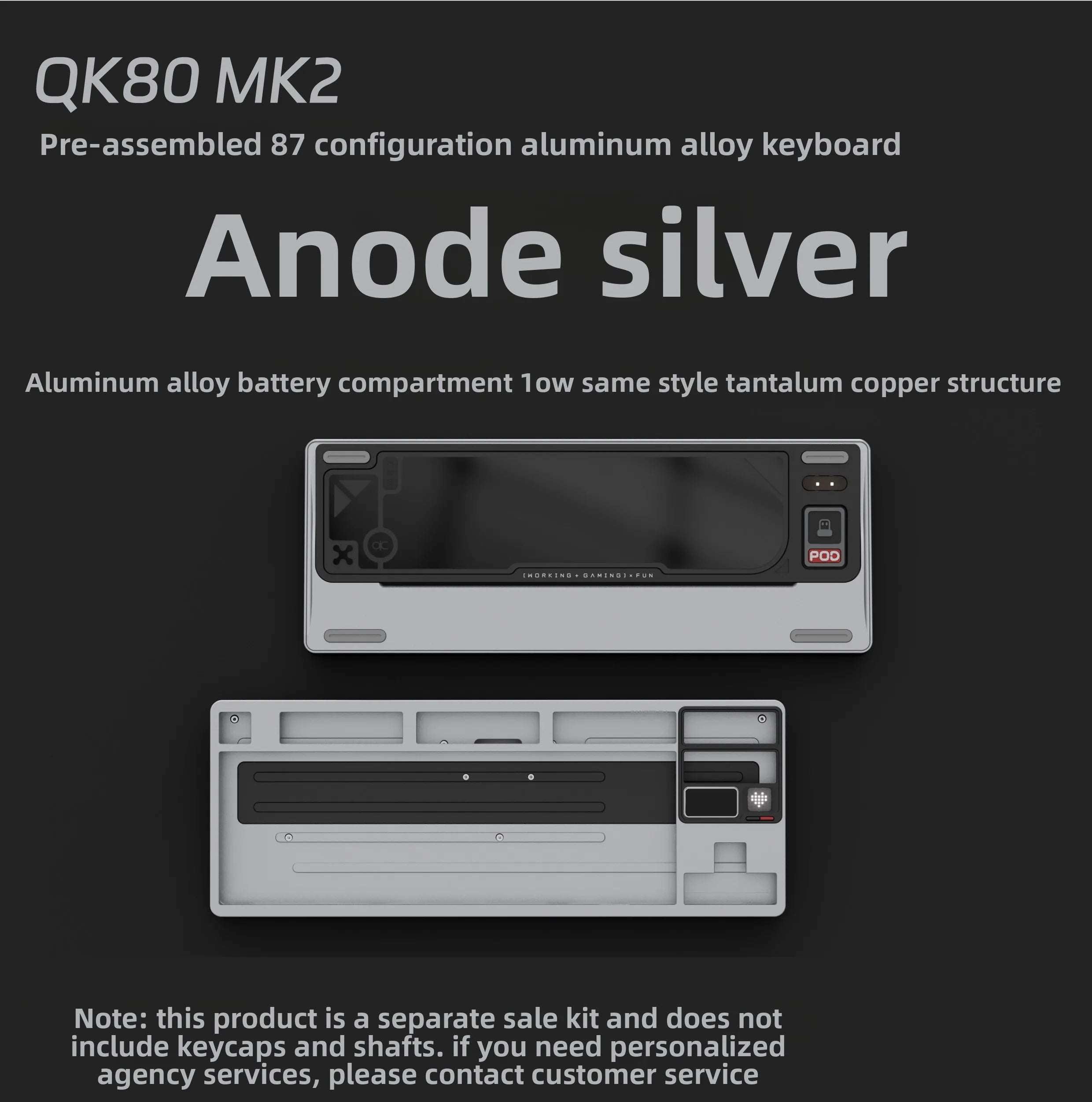 QK80 V2 Mk2 3Mode Mechanical Keyboard Kit with Screen Aluminium Material Case Wireless Wired DIY Customized Keyboard Game Office