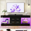 NOST&HOST Modern 60 Inch TV Stand for 65/60/55+ TV, High Gloss Black Entertainment Center with 2 Drawers & LED Lights for Living Room