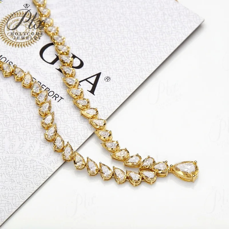 Hip-Hop Tennis Necklace Moissanite Solid 925 Sterling Silver  With GRA D Color for Woman Men Party Anniversary Wedding Jewelry