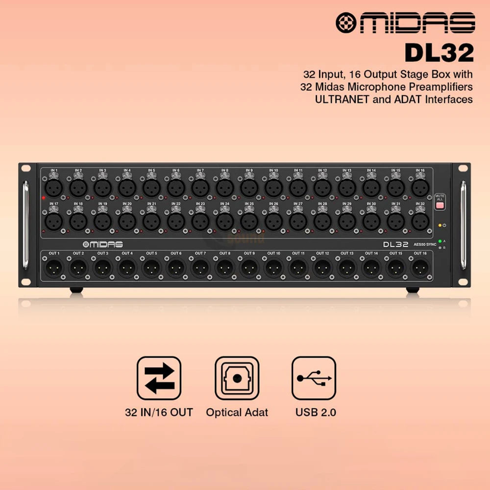 Midas DL32 Digital Snake 32-input Stage Box For Live Show Professional Audio Mixer Sound System