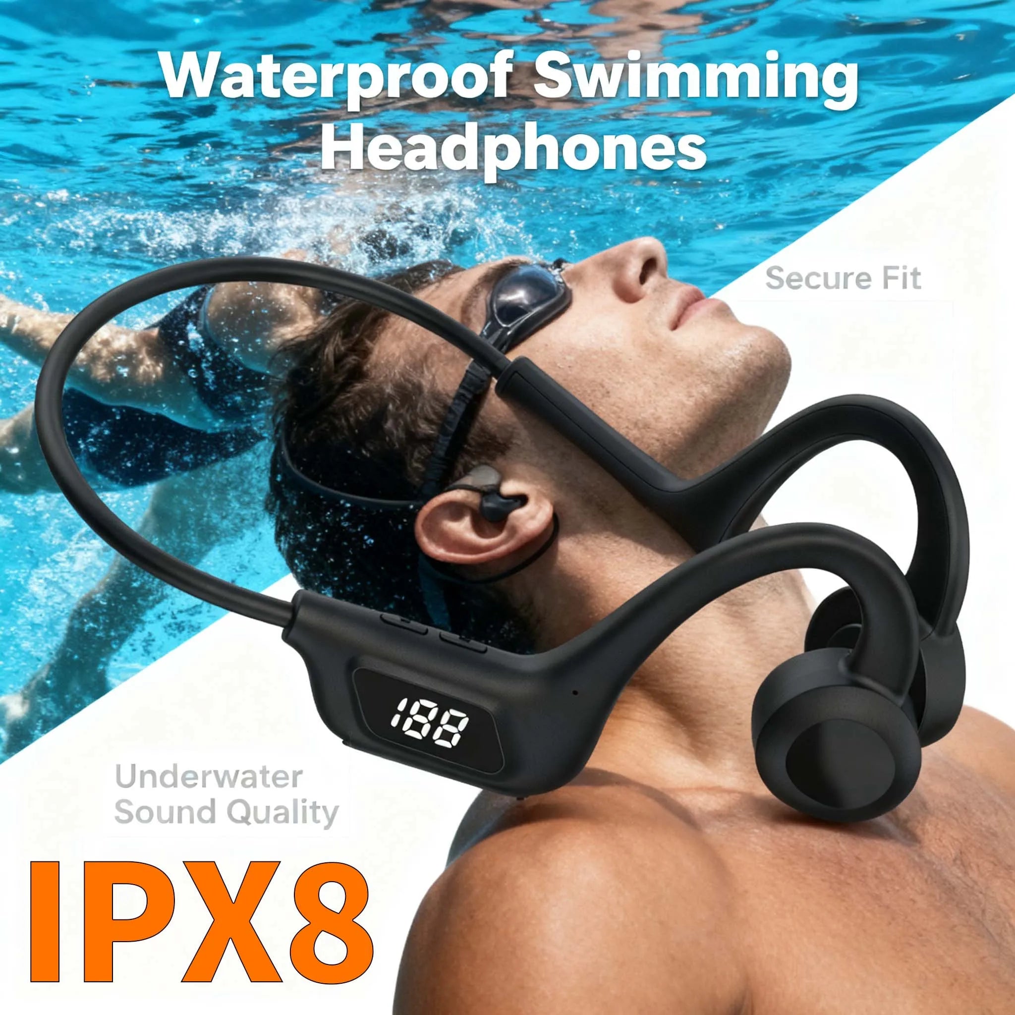 Hot X7 X8 Real Bone Conduction Sport Headphone Wireless Earphone Bluetooth-Compatible Headset Hands-free with Mic for Swimming