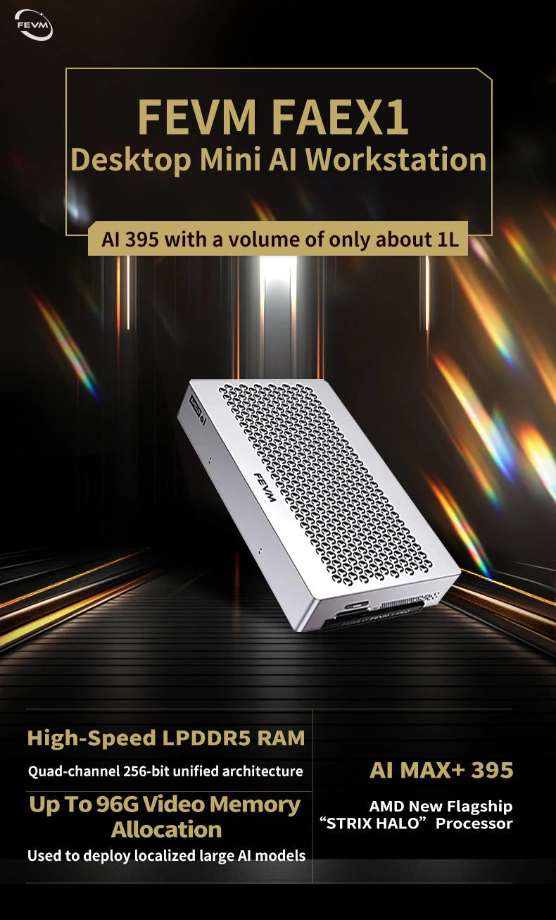 FEVM FAEX1 AMD Ryzen AI MAX+395 Mini Workstation Host MINI PC Gaming Computer WIFI7 BT5.4 USB4 Oculink 10G LAN Port wins11