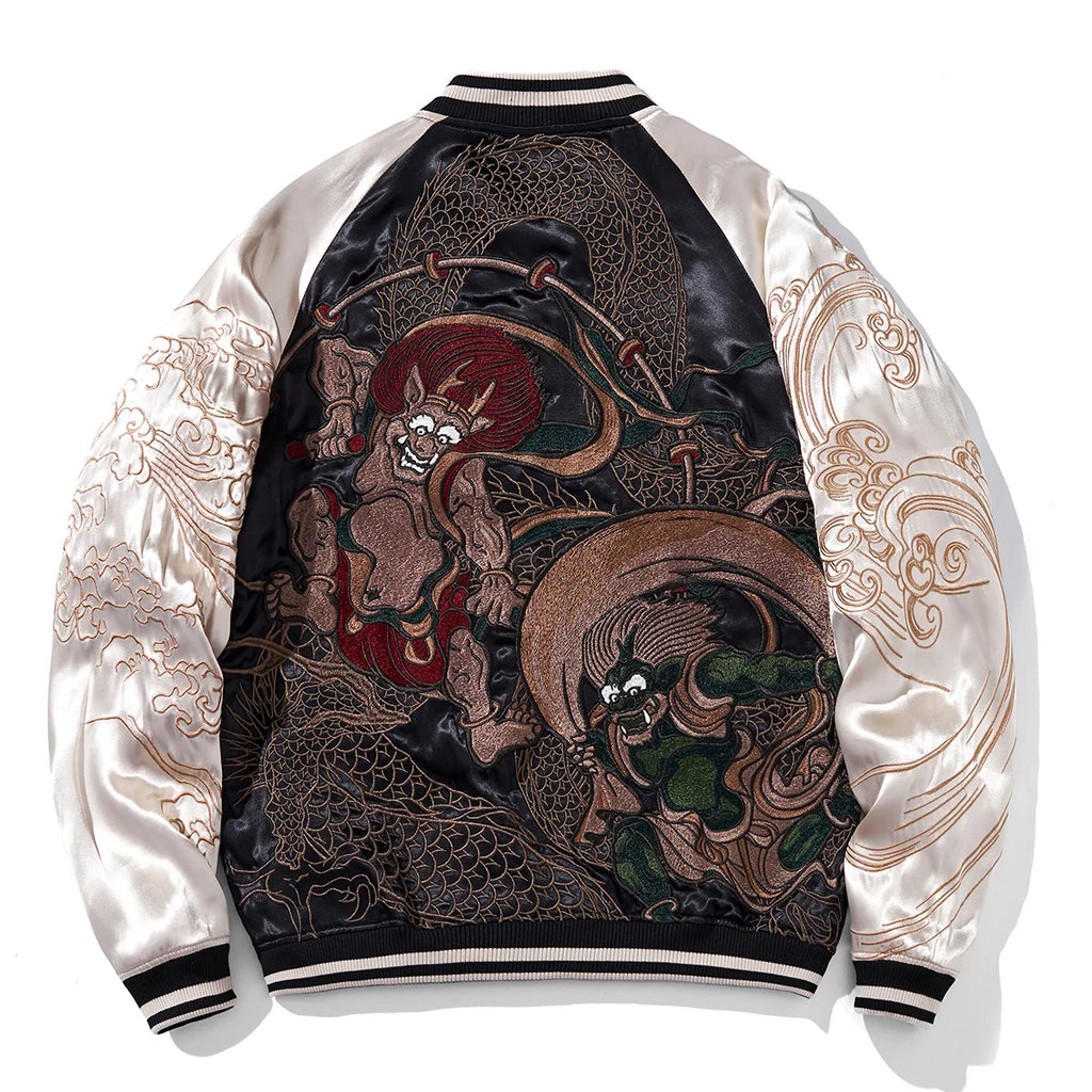 Mens Baseball Jackets Hip Hop Japanese Anime Demon Embrodiery Bomber Coats Streetwear Harajuku Motorcycle Jacket Clothing