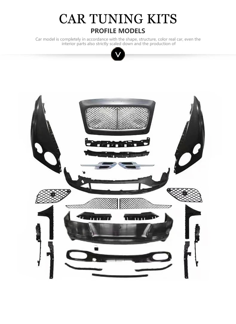 For Bentley Continental GT 2012-2015 Upgrade 2019 Supersport Body Kit Front and Rear Bumpers with Fog Light Cut Outs
