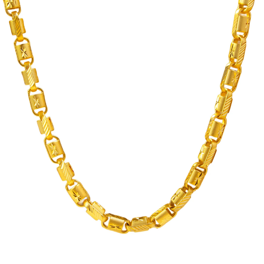 9999 pure gold starburst faceted 8mm necklace men's domineering rich chain 24K real gold jewelry