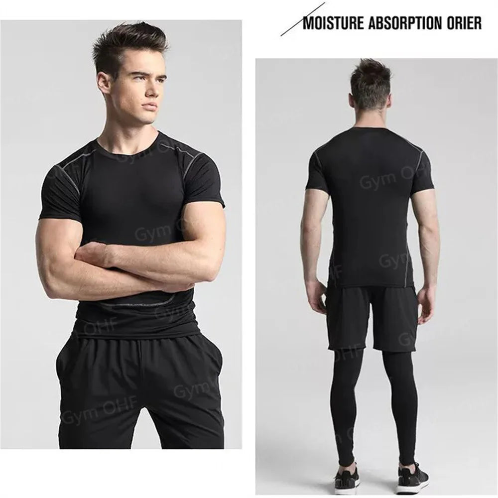 Anime Baki Sport Suits Runing Compression Shirt Shorts Sets Gym Fitness Jogging Training Rashguard Sportwear 2 in 1 Mens