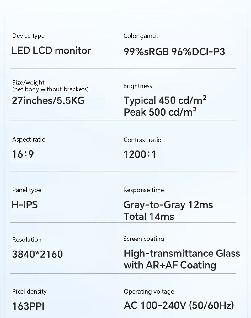 Kuycon P27G Desktop Monitor 27-inch Aluminum Alloy HDMI Adaptive 4K Computer Display With 99%sRGB VESA Adaptable LED LCD Screen