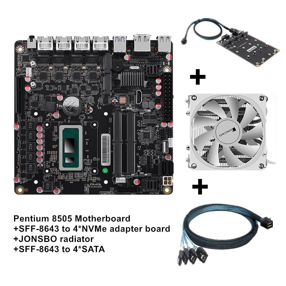 6-Bay NAS Motherboard AMD Firewall VPN Router Intel i5-12450H 8 core 12 Thread DIY 2xSFF-8643 HDMI2.0 DP USB4 Type-C ITX 17x17CM
