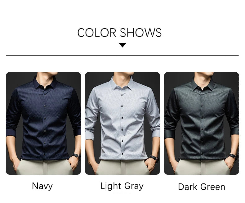 BROWON Men Shirt Long Sleeve Autumn 2025 New Solid Color Casual Luxury Shirt  Man Business Office Slim Shirts for Men Clothes