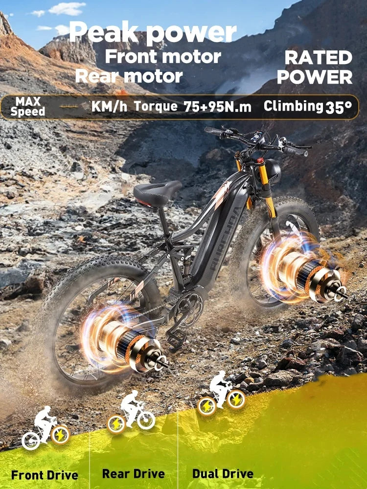 Electric Mountain Bike BURCHDA HC26 Dual Motor Version US Warehouse Stock Free Shipping 48V 30Ah Long Range Motor Bicycle