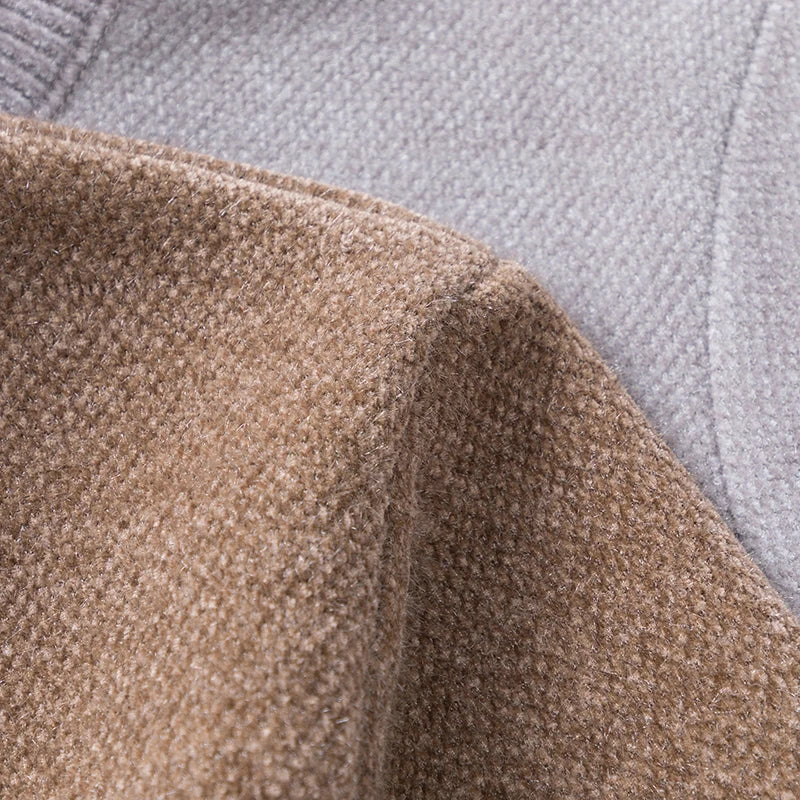 Luxury fake two piece men's knitted sweater fashion striped lapel pullover new thickened warm casual cartoon dog embroidered top