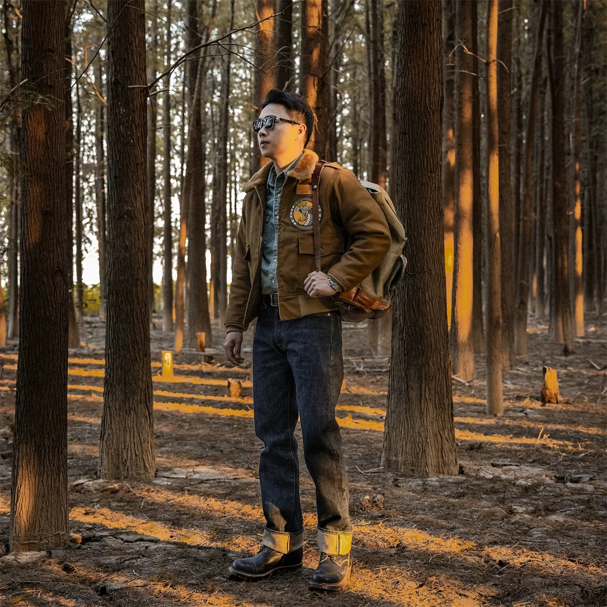 Red Tornado Type B-10 Bomber Flight Jacket With Patches Winter Mens Cropped Coat