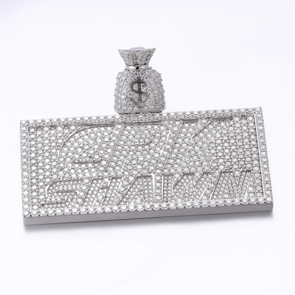 Provence Hip Hop Baguette Name Plate Pendant 925 Silver DEF/VS Lab diamonds 3D Bling Iced Letter Chain Pendant Size Custom