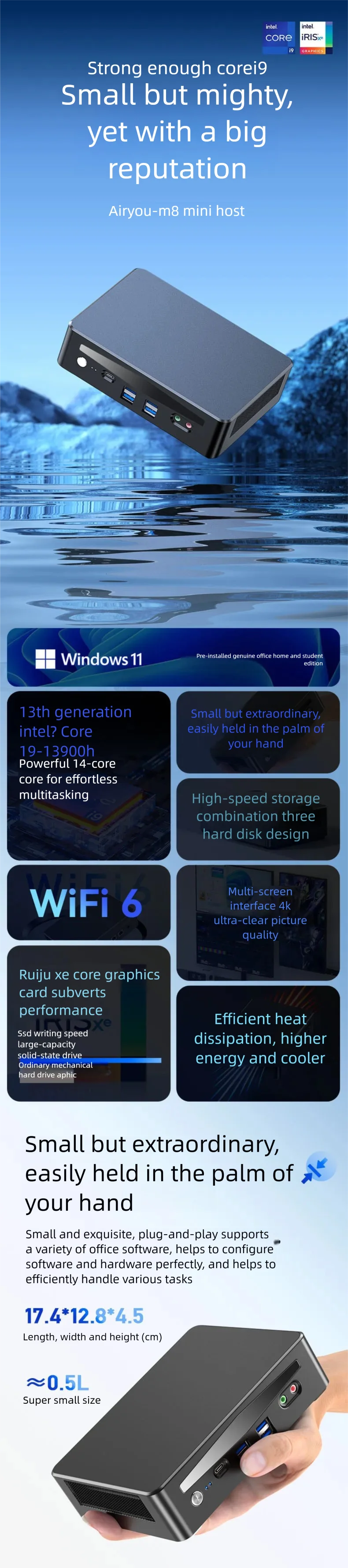 Intel 13th Gen Core I9 Mini PC Portable Desktop Computer with Thunderbolt 4 Dual Network for Home Gaming And Office Use