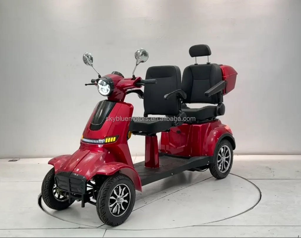 Factory Hot Selling New Design Two Seat Four-Wheeled Electric Mobility Scooter Travel Together with 60V20AH Lithium Battery for