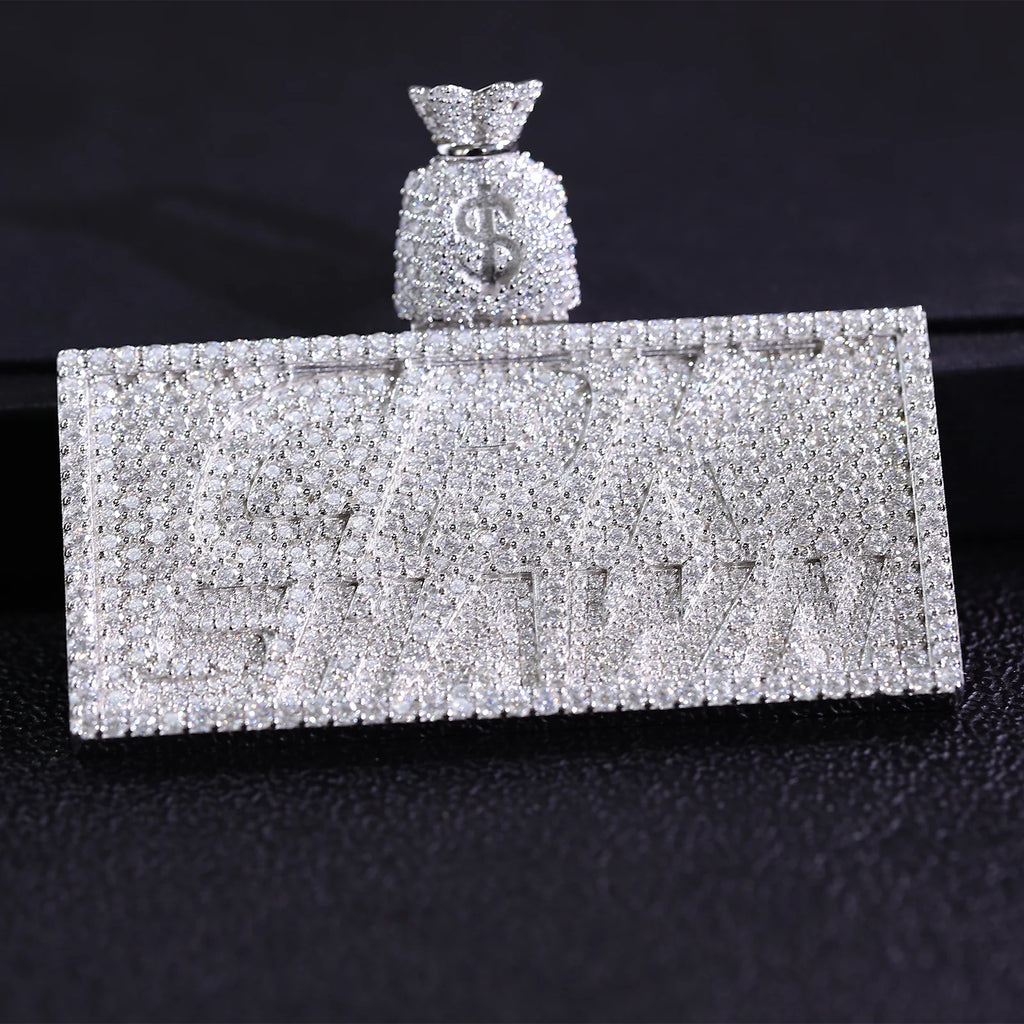 Provence Hip Hop Baguette Name Plate Pendant 925 Silver DEF/VS Lab diamonds 3D Bling Iced Letter Chain Pendant Size Custom