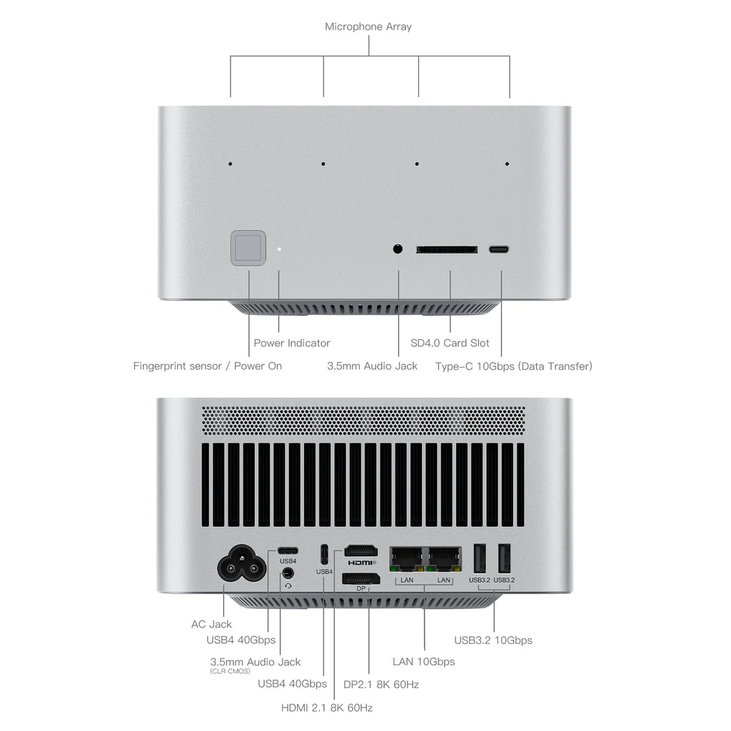 Beelink GTR9 Pro Mini PC Ryzen AI Max+ 395 16-Core 5.1GHz DDR5X 8000MHz WiFi 7 USB4 Windows 11 Pro AI Gaming Desktop