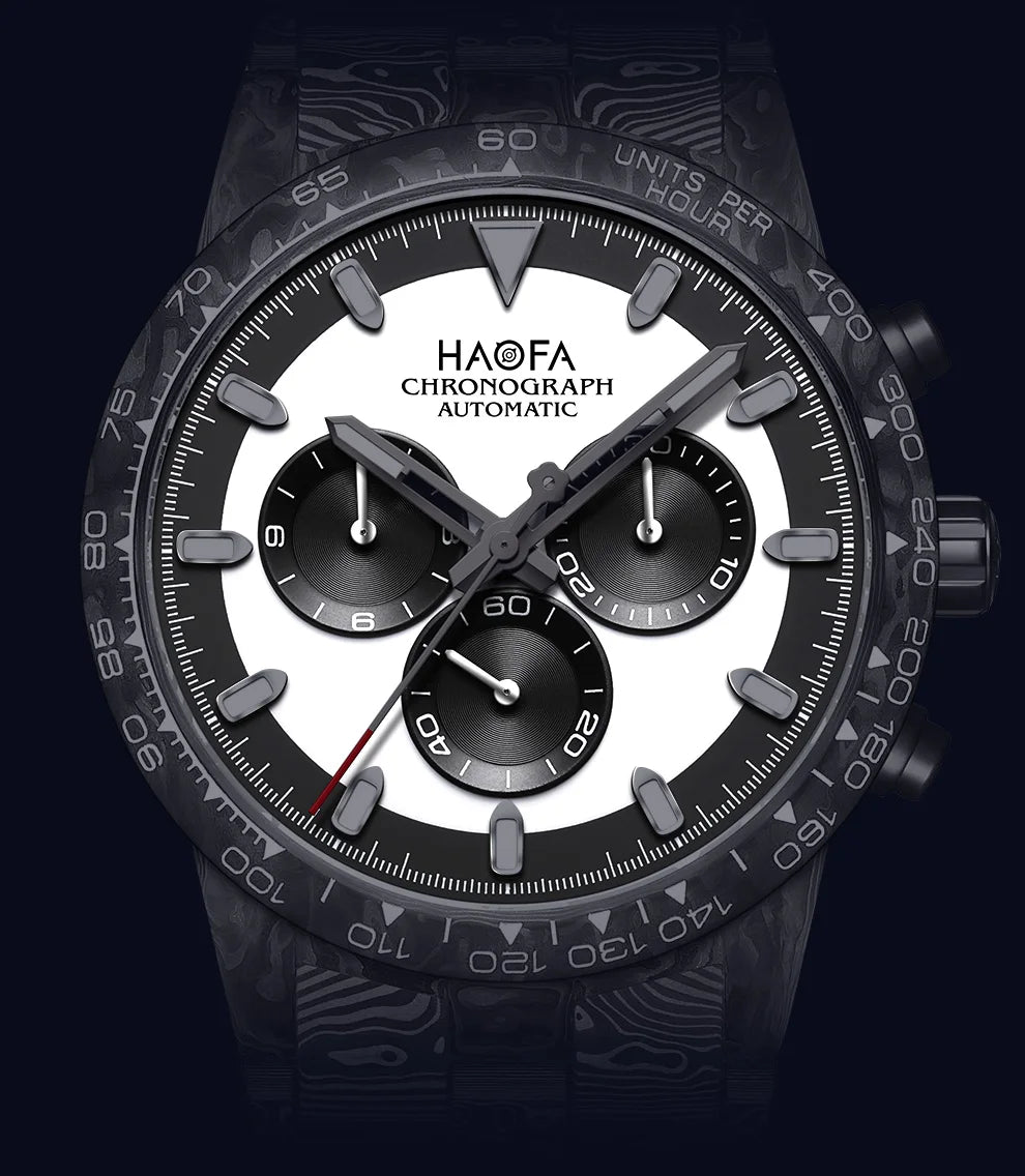 Haofa Watch for Men Full Carbon Fiber Chronograph Automatic Mechanical Watch Sapphire Waterproof Wristwatch Multifunction 2366-1