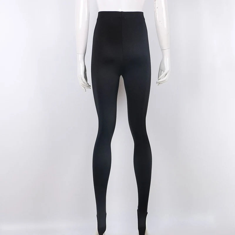 Korean Fashion Winter Black High Waisted Skinny Y2K Women Pants Sexy Glitter Casual Club 2025 Leggings Pants Long