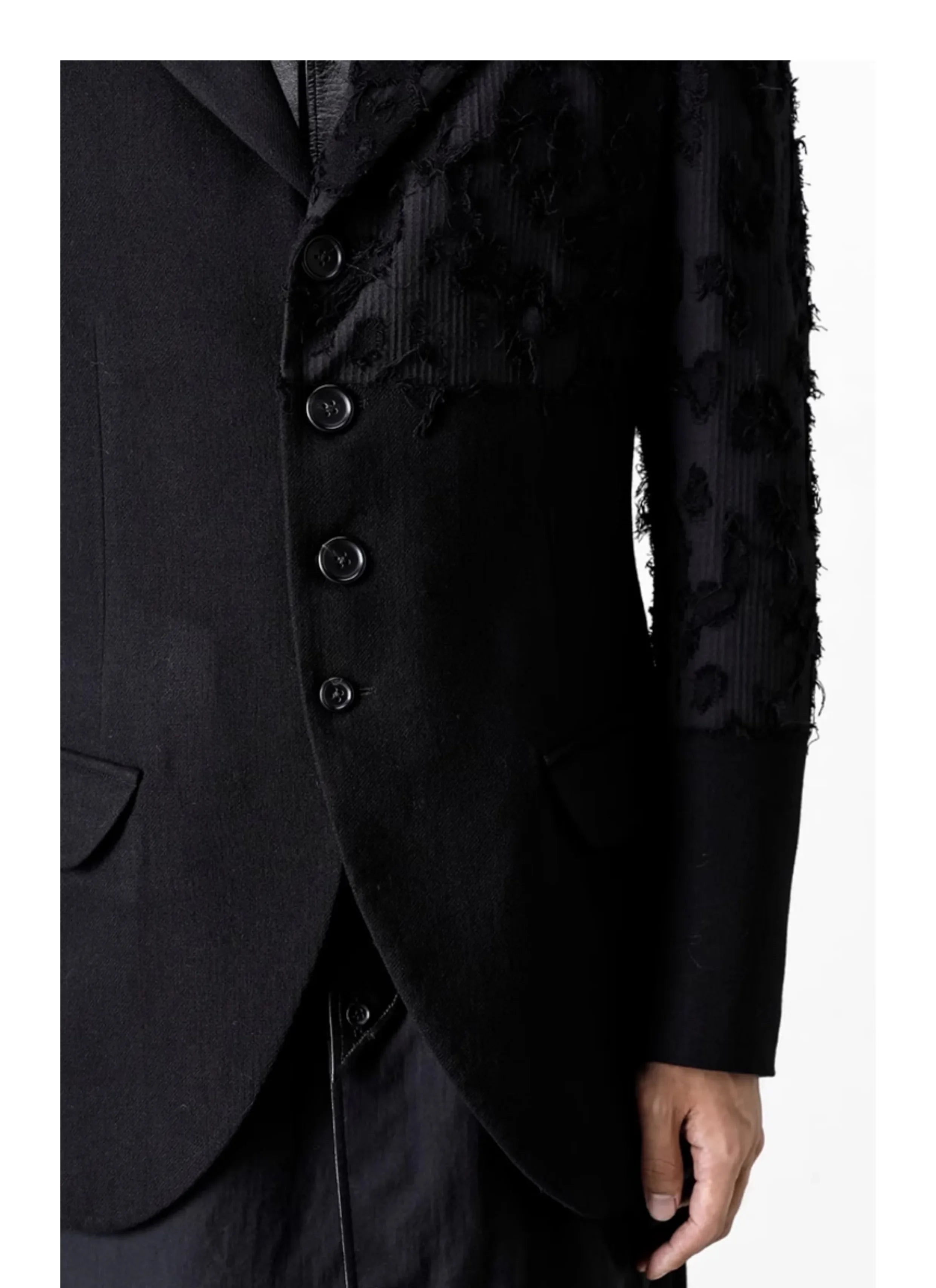YOJI OOAK Design sense men's patchwork single breasted suit jacket special processing leopard print style 4 button top
