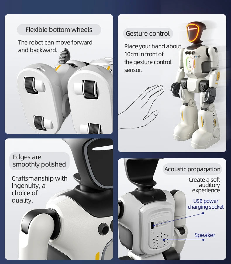 Smart Programming Humanoid Gesture Sensing Remote Control Robot 2.4G Joint Mobility Breathing Light Recording Function RC Robot