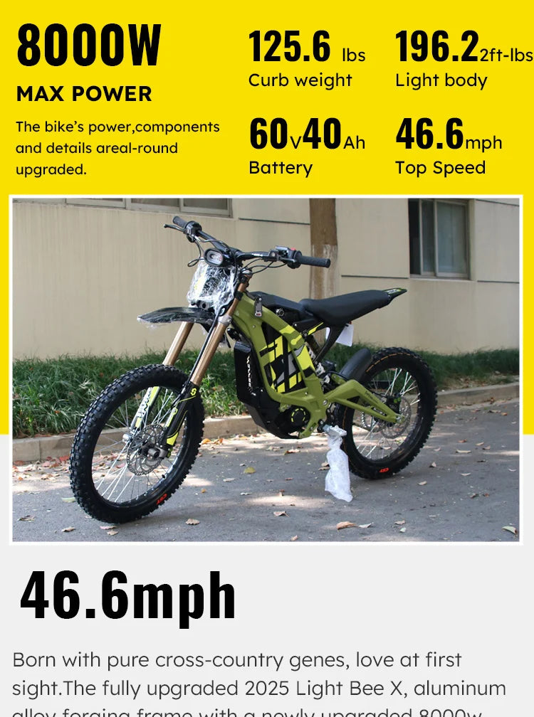 75KM/H Powerful Off-road 40AH Lithium Battery Cheap Electric Motorcycles For Adults