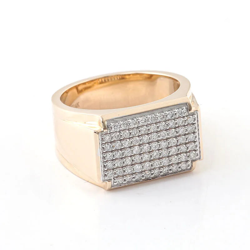 Provence Luxury Rectangle Shield Rings 14K White Gold Lab Grown Diamonds DEF/VS Wedding Hip Hop Style for Men Customized Ring