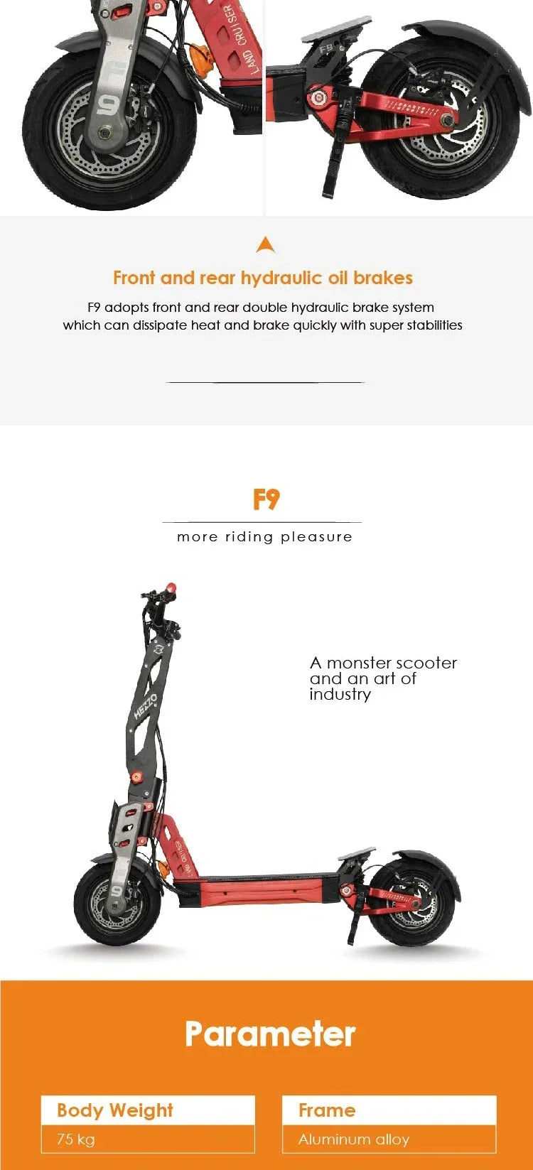 F9 Electric Scooter HEZZO 60V 8000W 40AH Dual Motor Lithium Battery 100km/h 12-inch Fat Tire Electric Scooter