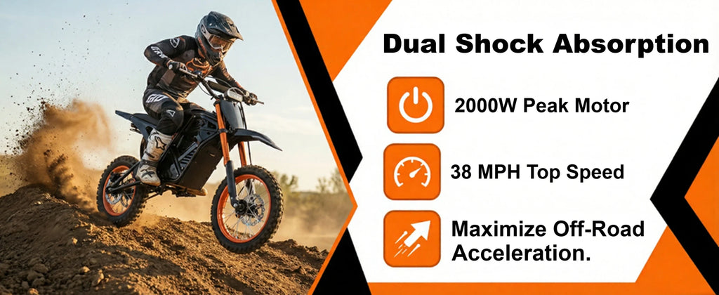 Xtion Electric Dirt Bike for Teens & Adults 2000W, 48V 23AH Motorcycle, 14"/12" Fat Tires Removable Battery Motor Bicycle
