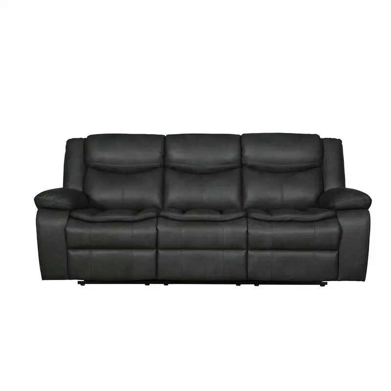 Transitional Leather Air Reclining Sofa Set for Living Room Comfort