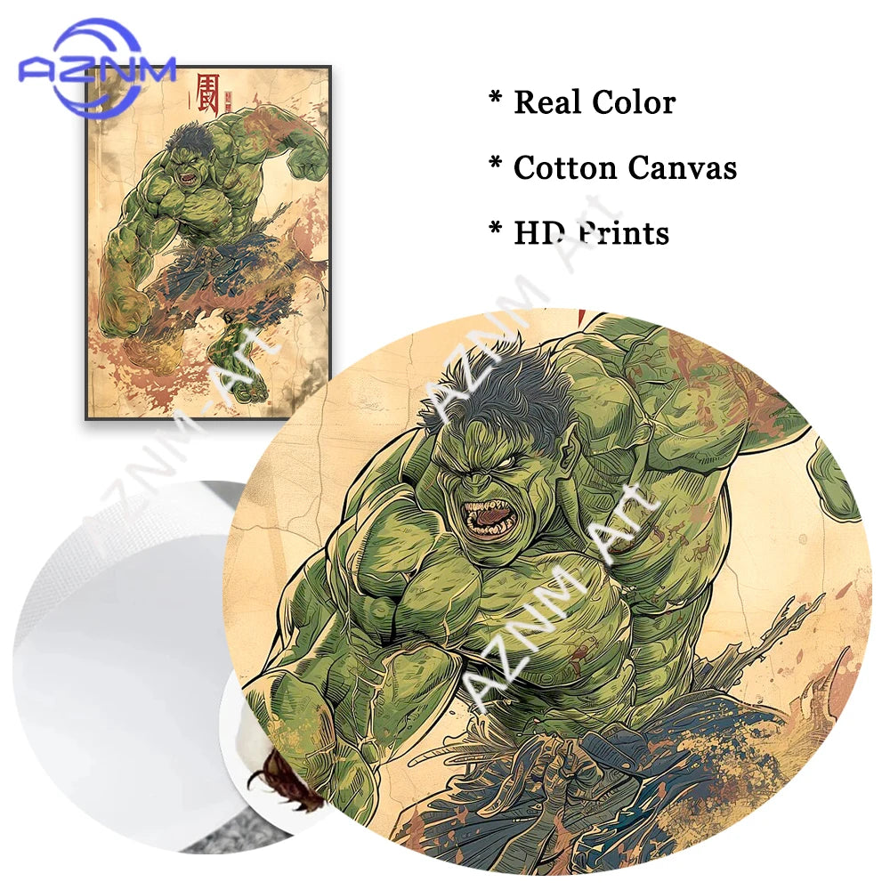 Deadpool Wolverine Art Poster Superhero Hulk Classical Japanese Style Prints Iron Man Spider Man Canvas Painting Decor