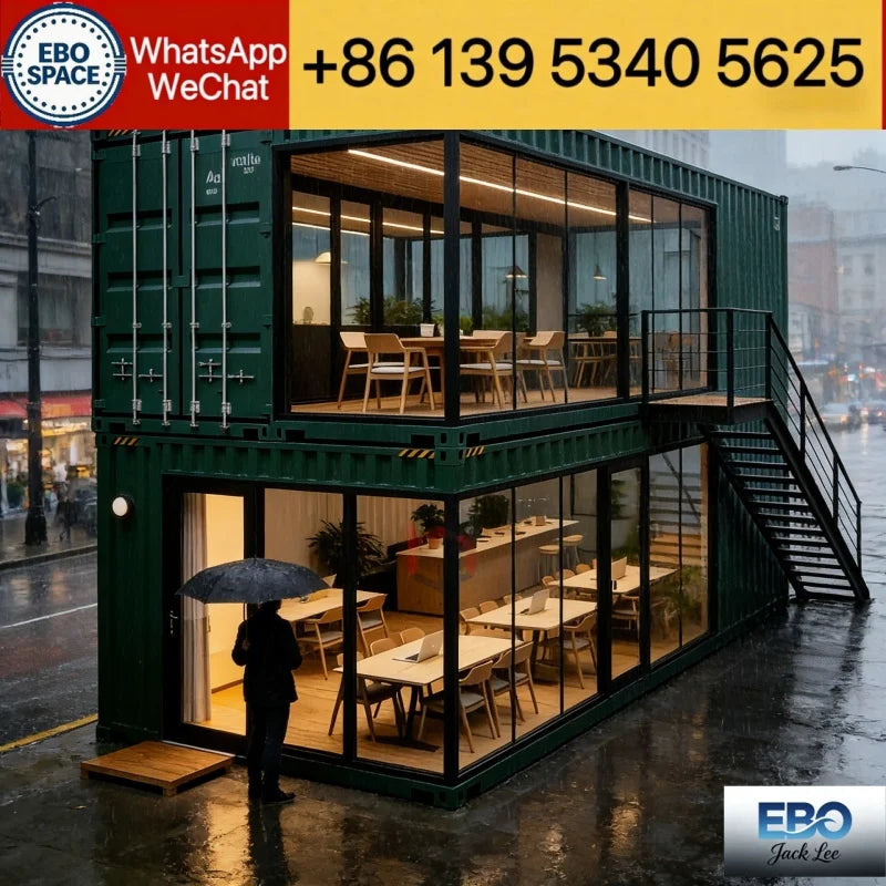 Double-Wing Folding Expandable Home, Multi-Size Modular Container House, Suitable for Shops, Cafes, Offices, and Homes