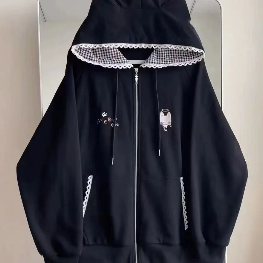 American Vintage Japanese Jacket Hooded Women 2026 Cotton Coats Outwear Design Subculture Gothic Sweatshirts Harajuku