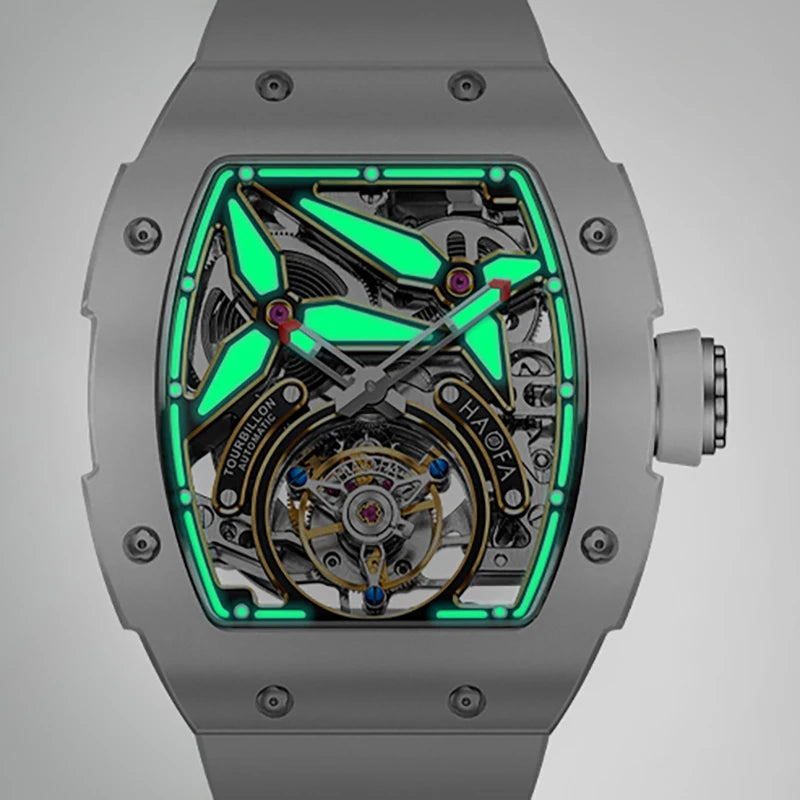 Haofa Automatic Flying Tourbillon Men's Luxury Watch Ceramic Case Skeleton Mechanical Sapphire Man Watch Business 1901-2