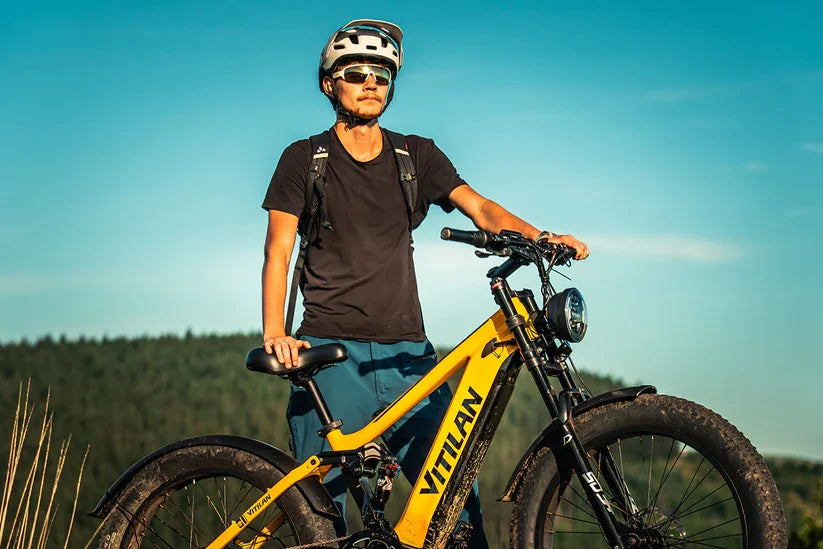 Vitilan T7PRO Full Suspension Mountain E-bike for Adults 1600W Peak Brushless Motor 35mph 52V20Ah E-Bike 90 Nm Electric Bike
