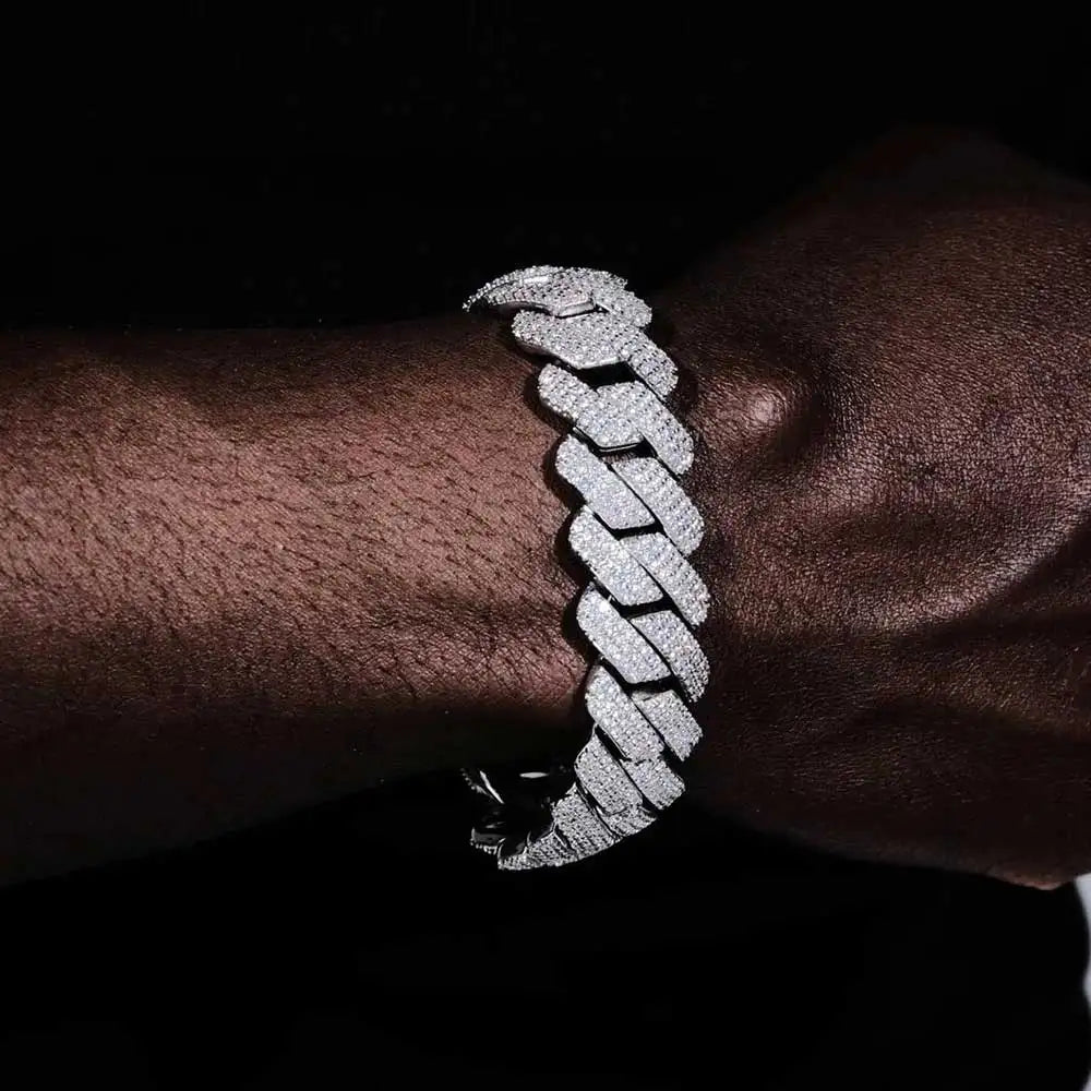 Hip Hop Jewelry 20mm Thick Cuban Link Chain Crystal Miami Gold Silver Two Color Iced Out CZ Cuban Chain Necklace