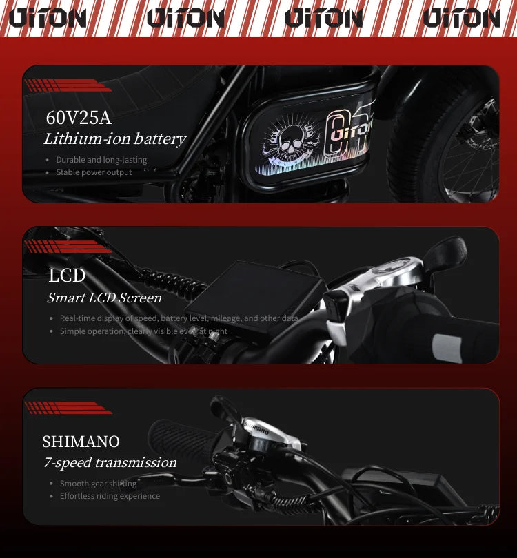 Diton S-300 60V 3000W Electric Bike | 25Ah Remote Battery | Powerful Motor, Off-Road Electric Bike for Outdoor Lovers