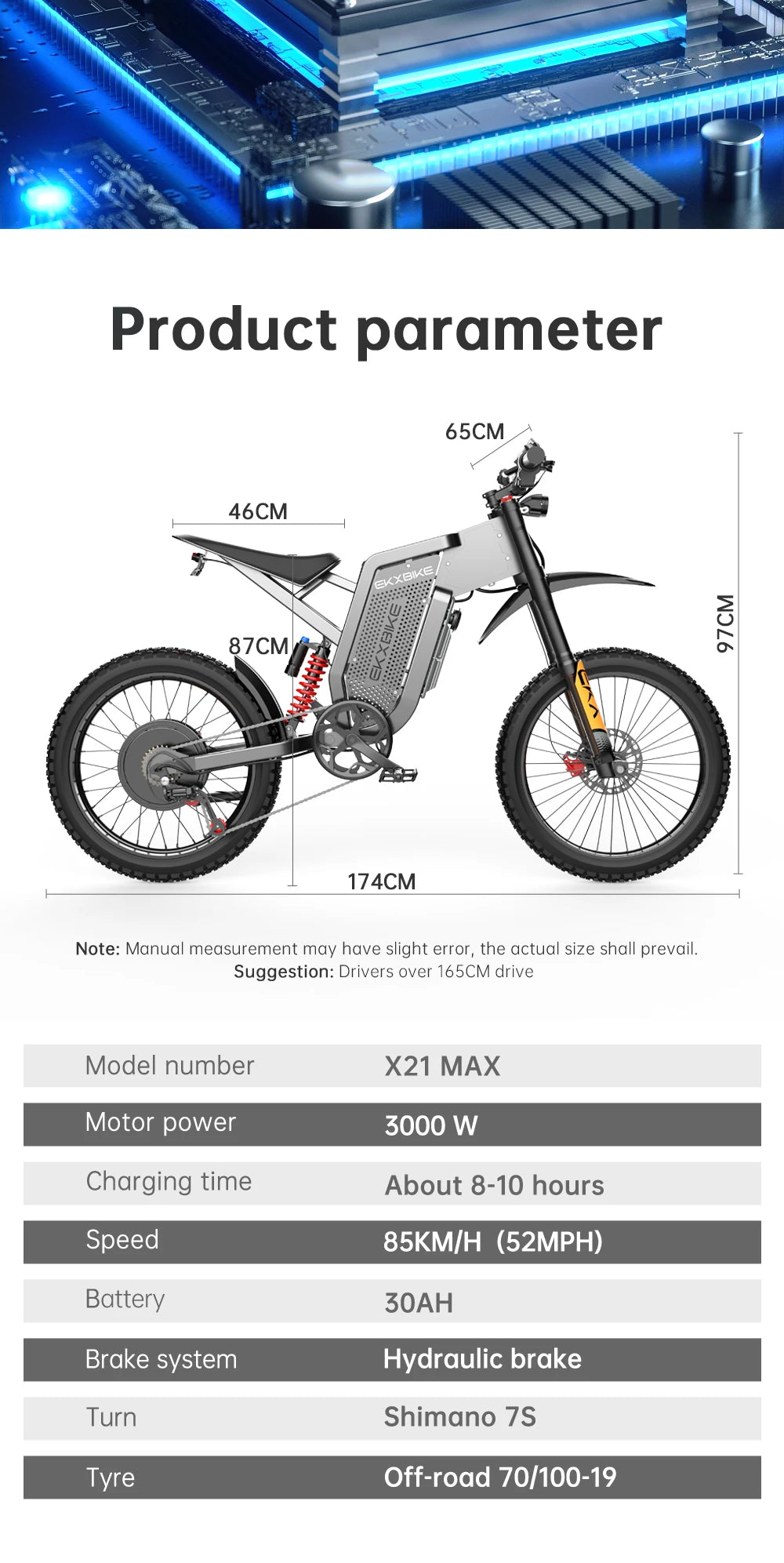 EKX X21 Max Electric Motorcycles 6000W Brushless Gearless Motors 60V30AH Lithium Battery Speed 85Kmh Adult Off Road MTB Ebike