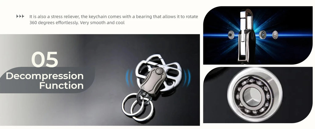Stress Relief Gyro Keychain Multi-Functional Keychain Toy Relaxing Fidget Spinner Key Holder
