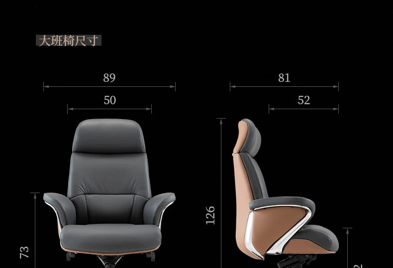 Italian Light Luxury Chiar Leather Boss Office Cowhide Comfortable President Chair Swivel Computer Silla Oficina Furniture