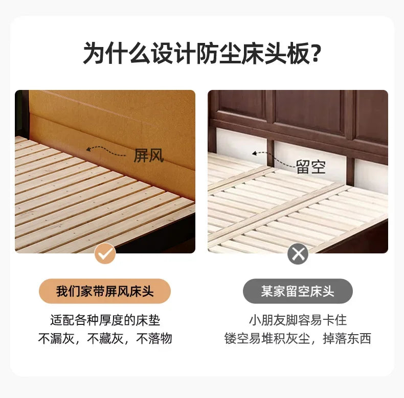 Design Full Size Bed Frame Wood Storage Space House Bedroom Bed Bases Frames Luxury Platform Cama De Casal Home Furniture